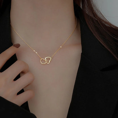 Wholesale Jewelry Simple Style Heart 304 Stainless Steel 18K Gold Plated Plating Necklace