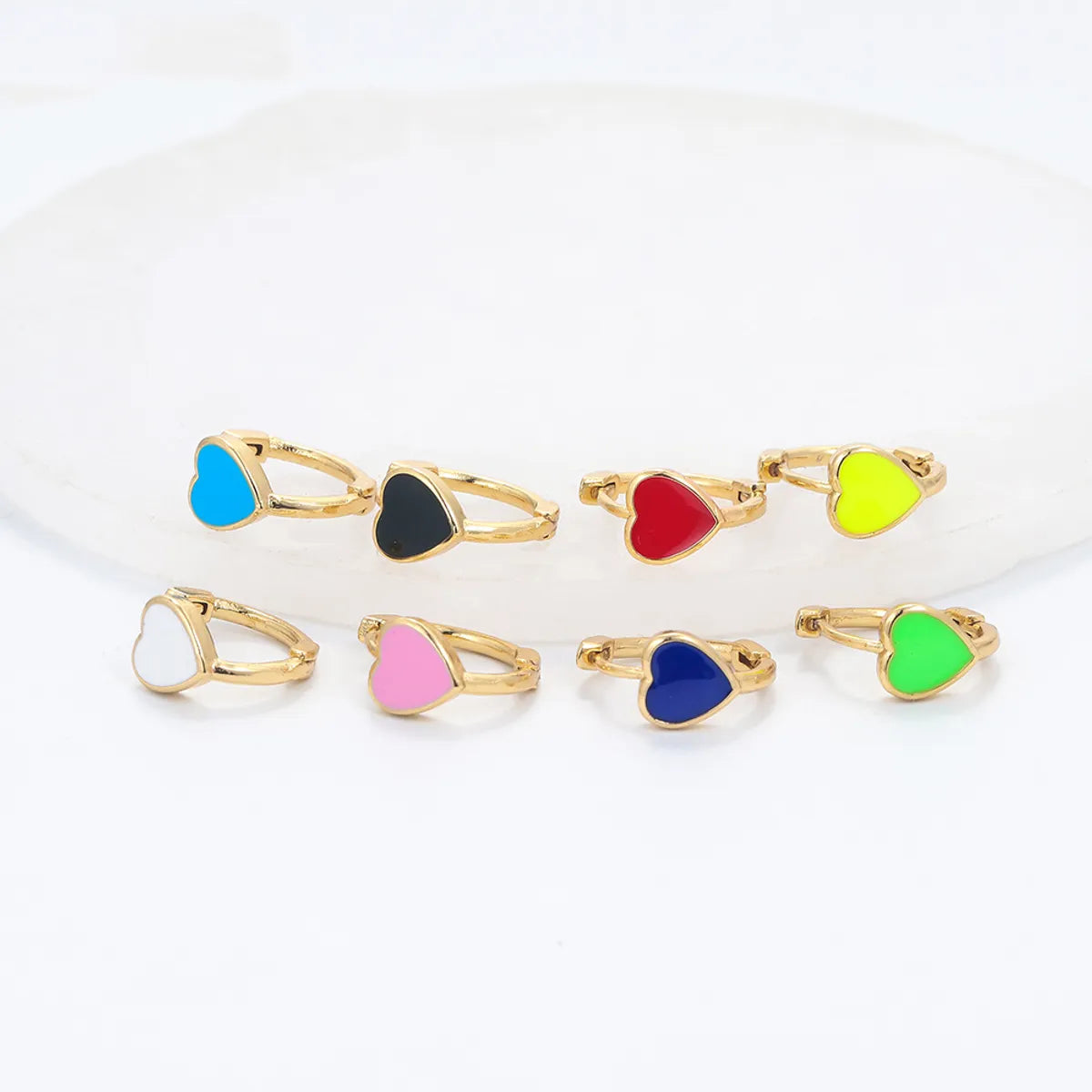 Fashion Heart-shaped Multicolor Oil Drop Earrings Wholesale