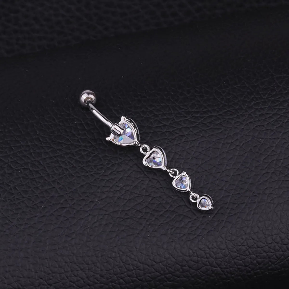 Fashion Heart Stainless Steel Inlaid Zircon Belly Ring