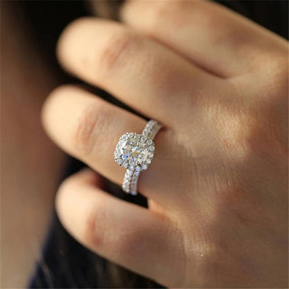 Fashion Hearts And Arrows Micro-set Rhinestone Set Alloy Ring Wholesale