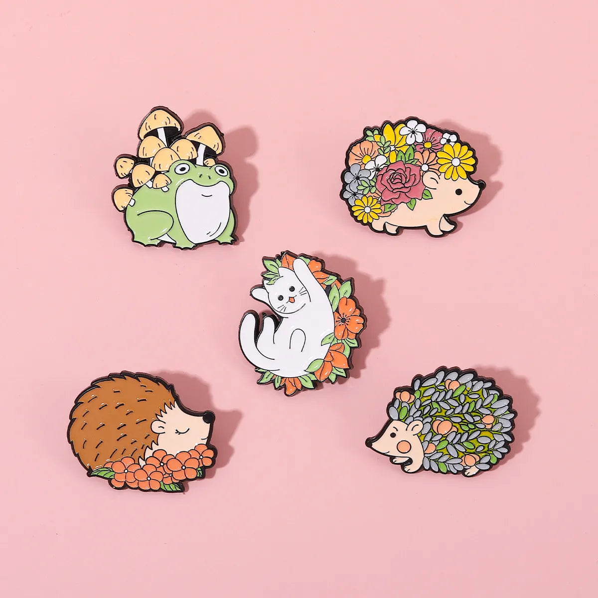 Fashion Hedgehog Cat Frog Alloy Enamel Unisex Brooches