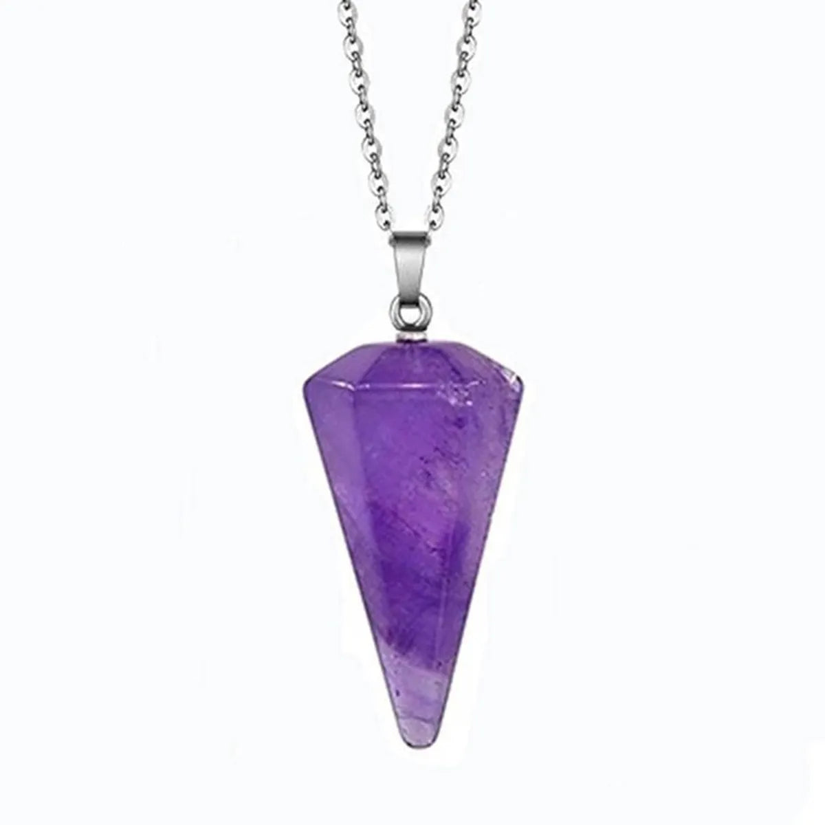 Fashion Hexagonal Cone Natural Crystal Stone Polishing Pendant Necklace 1 Piece