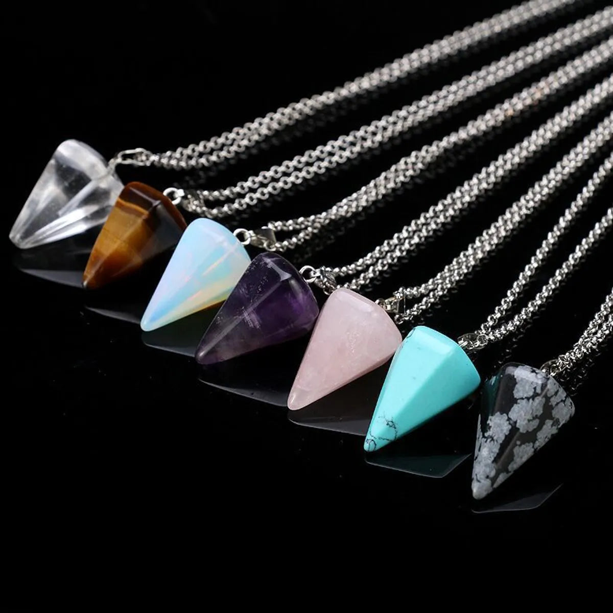 Fashion Hexagonal Cone Natural Stone Pendant Necklace 1 Piece