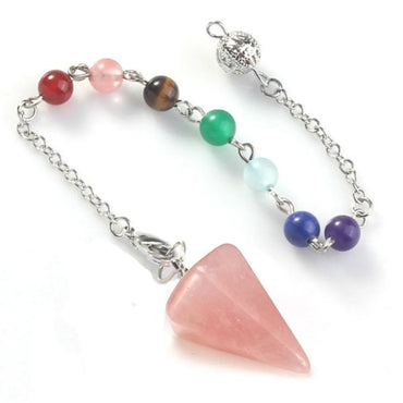 Fashion Hexagonal Pyramid Stone Beaded Pendant Necklace 1 Piece