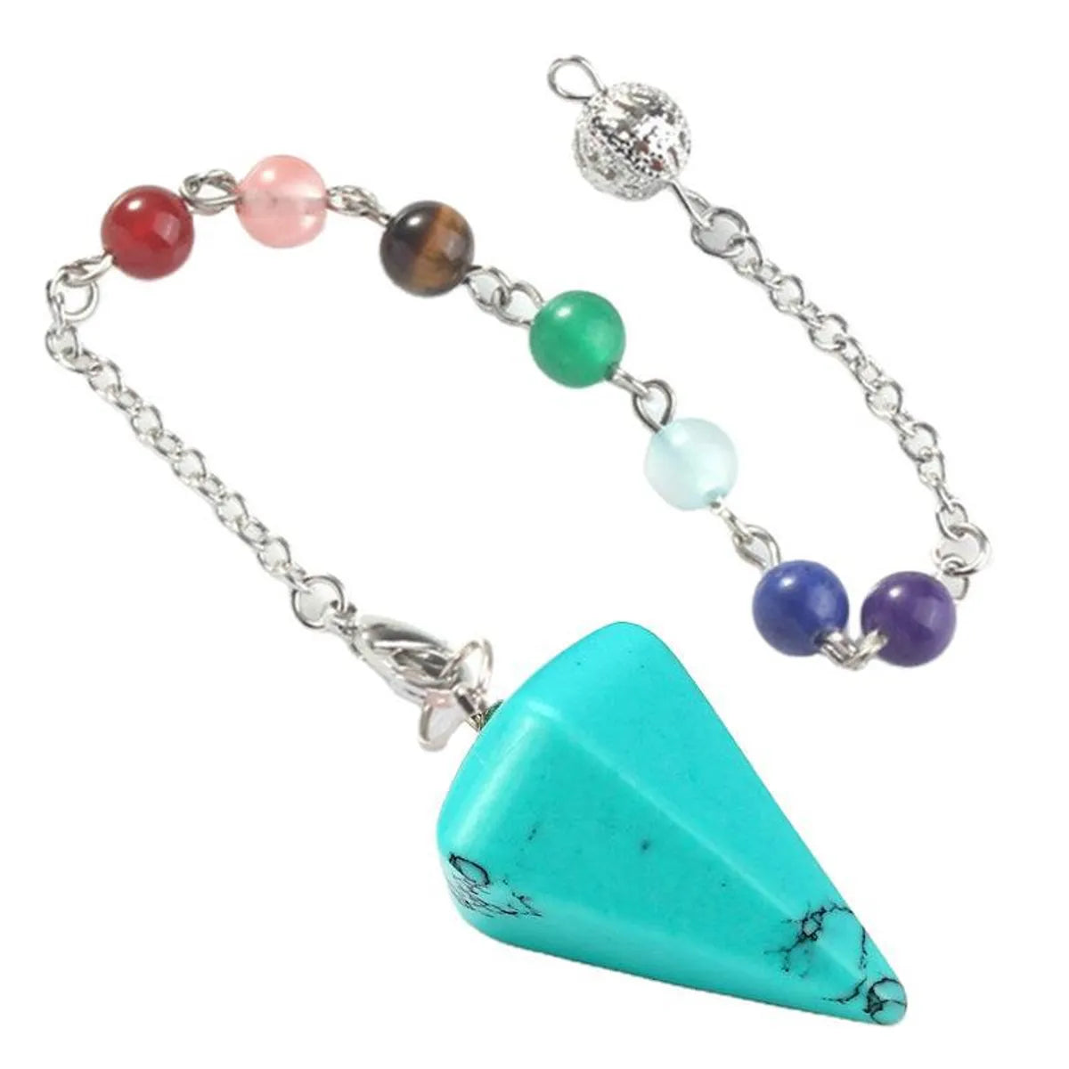 Fashion Hexagonal Pyramid Stone Beaded Pendant Necklace 1 Piece