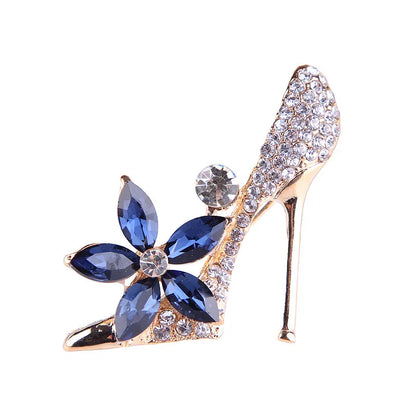 Fashion High Heel Alloy Plating Metal Artificial Rhinestones Women'S Brooches