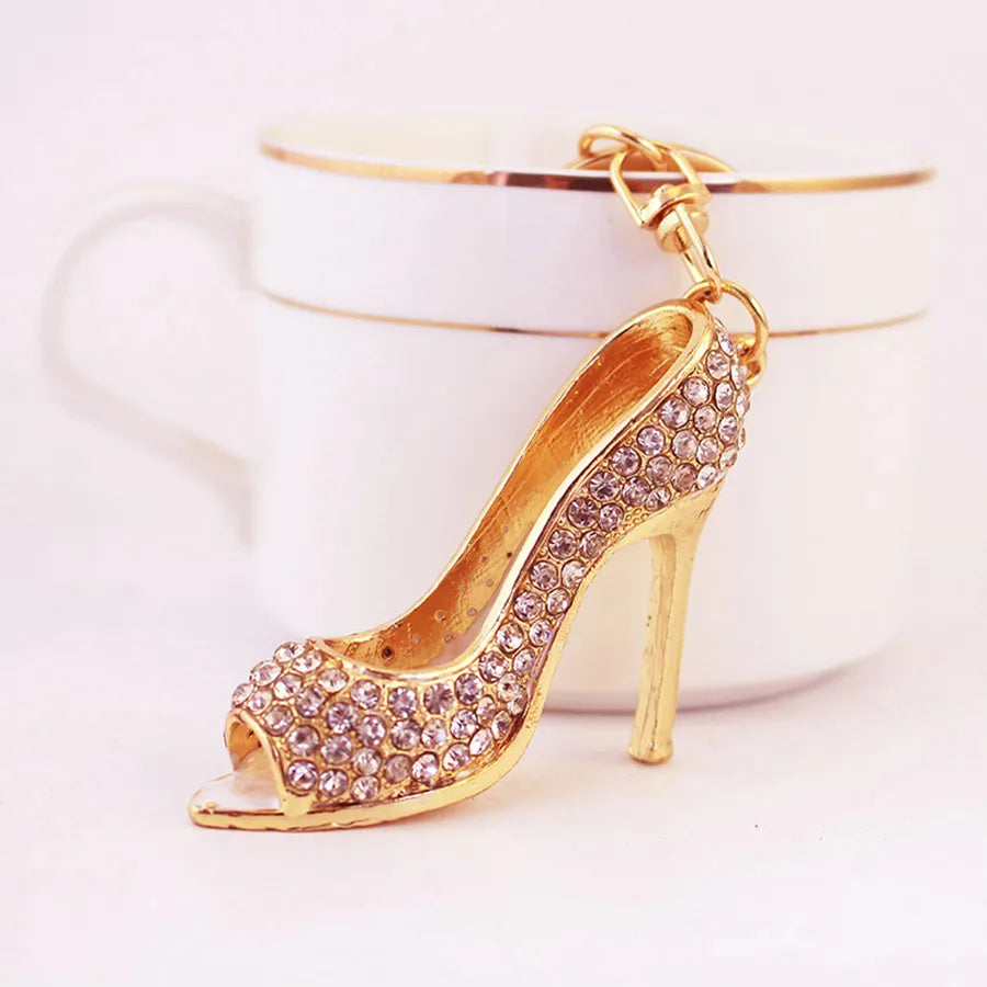 Fashion High Heel Zinc Alloy Plating Inlay Rhinestones Women'S Bag Pendant Keychain