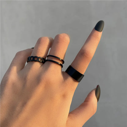 Fashion Hip-hop C-shaped Open Alloy Ring Set 3-piece