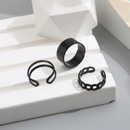 Fashion Hip-hop C-shaped Open Alloy Ring Set 3-piece