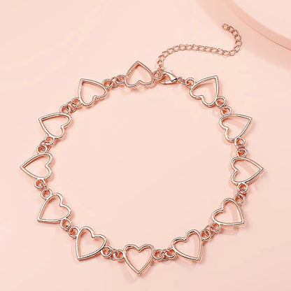 Fashion Hip Hop Hollow Peach Heart Necklace Wholesale