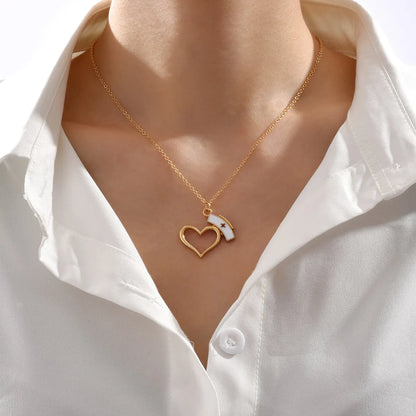 Fashion Hollow Heart Nurse Hat Pendant Alloy Necklace