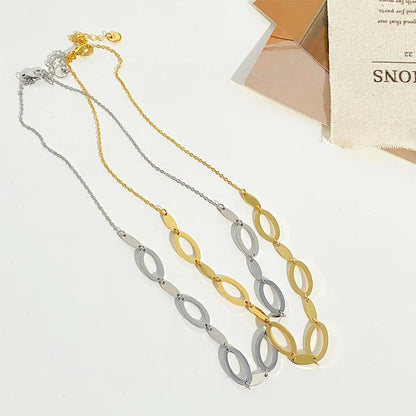 Fashion Hollow Oval Chain Stainless Steel Necklace