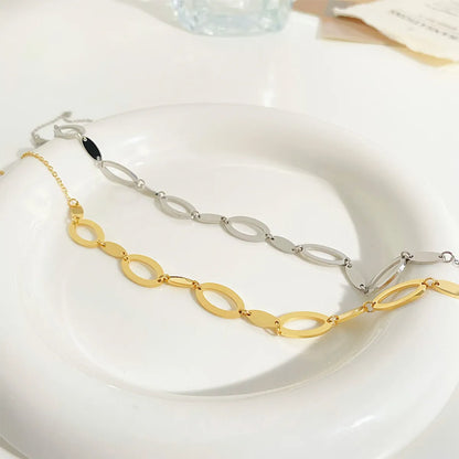 Fashion Hollow Oval Chain Stainless Steel Necklace