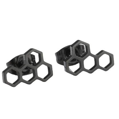 Fashion Honeycomb Titanium Steel Ear Studs Plating No Inlaid Stainless Steel Earrings