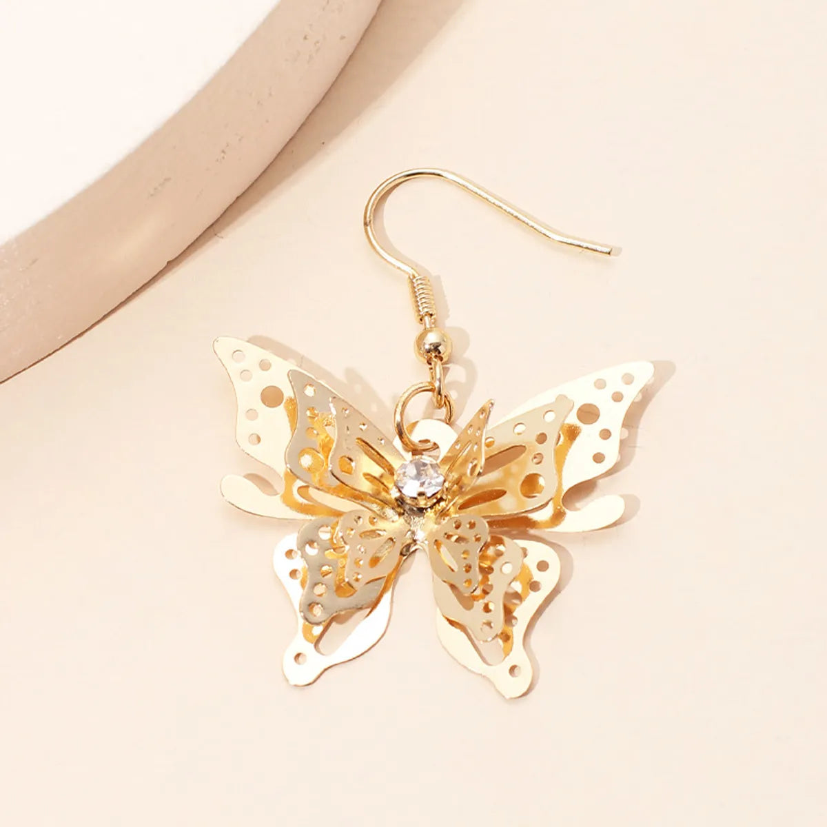 Fashion  Hot Sale Models Zircon Earrings  Gold Three-dimensional Butterfly Earrings For Women Gooddiy