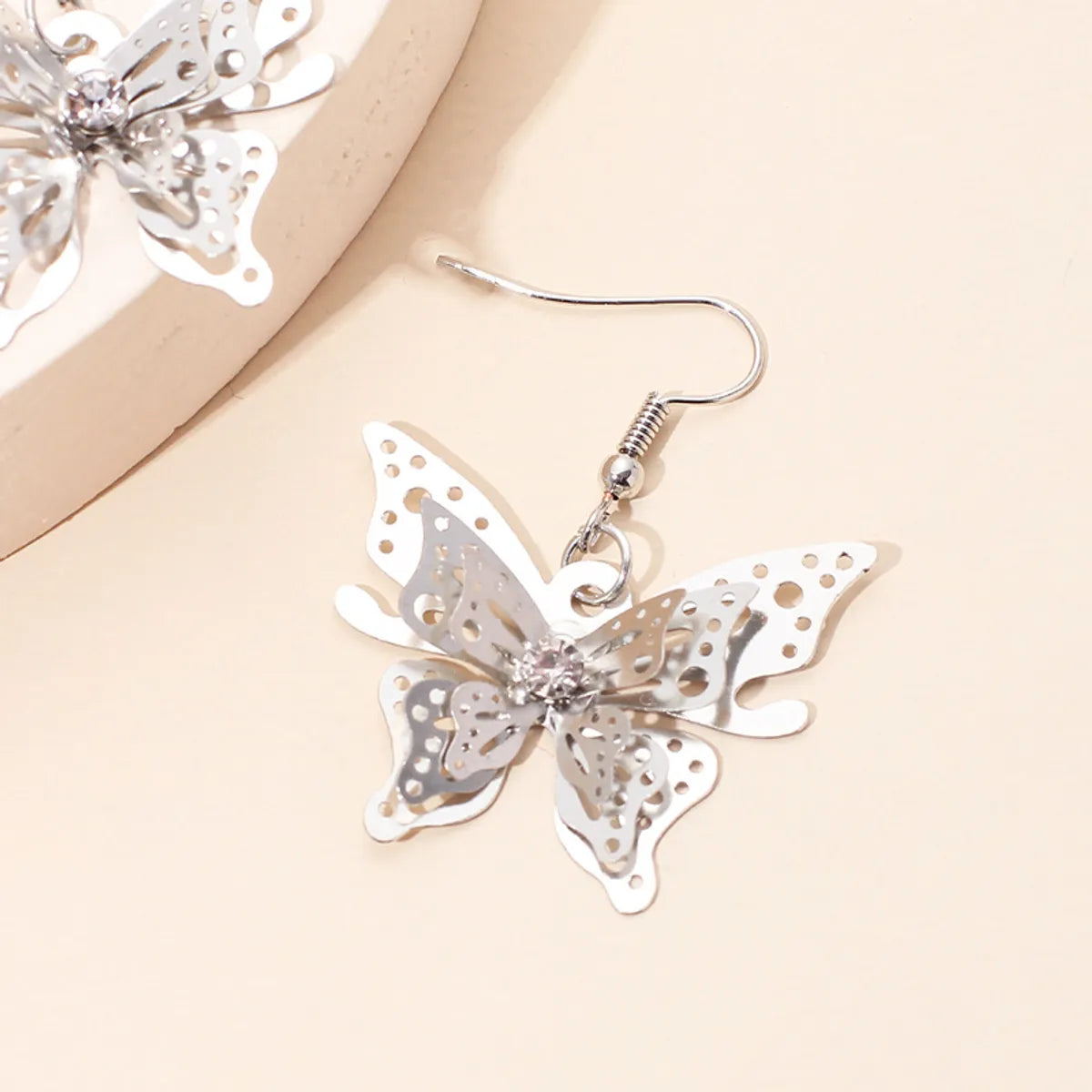 Fashion  Hot Sale Models Zircon Earrings  Gold Three-dimensional Butterfly Earrings For Women Gooddiy