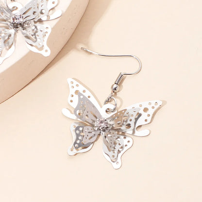 Fashion  Hot Sale Models Zircon Earrings  Gold Three-dimensional Butterfly Earrings For Women Gooddiy