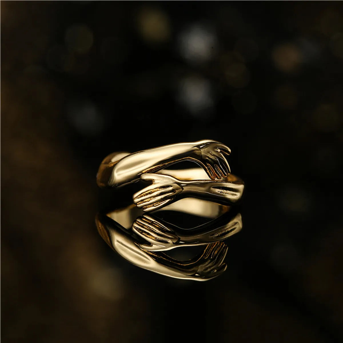 Fashion Hug Shape Plated 18k Gold Copper Opening Ring