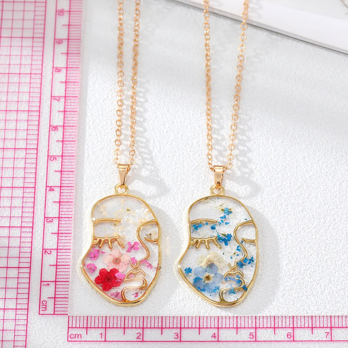 Fashion Human Face Alloy Epoxy Pendant Necklace 1 Piece