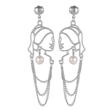 Fashion Human Face Alloy Pearl Hollow Out Women'S Drop Earrings 1 Pair