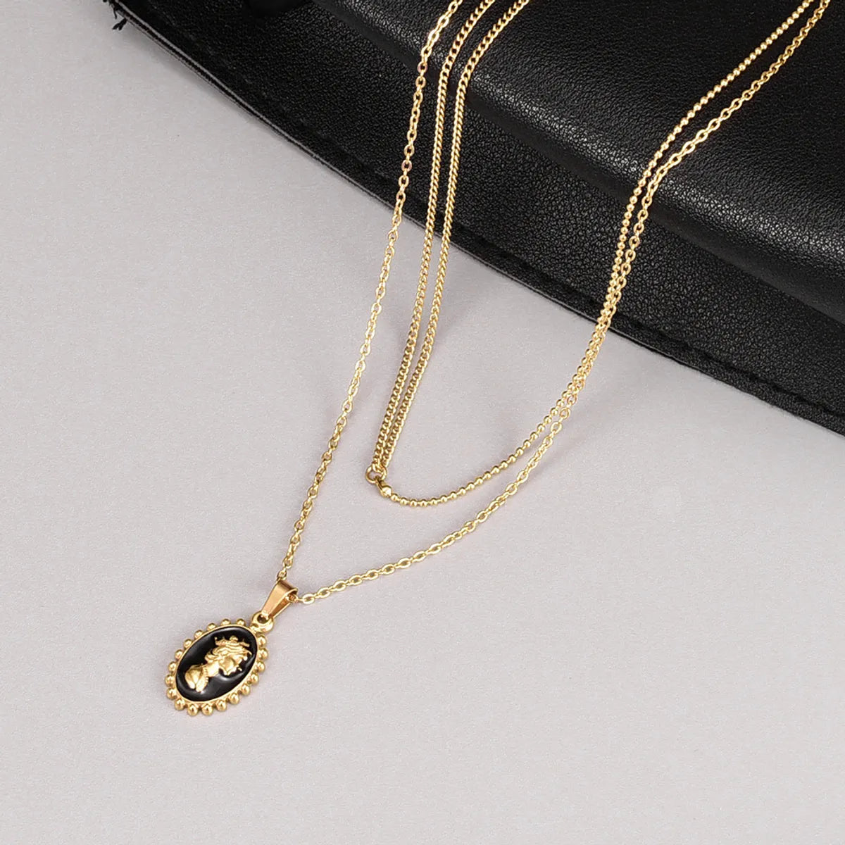 Fashion Human Stainless Steel Layered Necklaces Epoxy Stainless Steel Necklaces