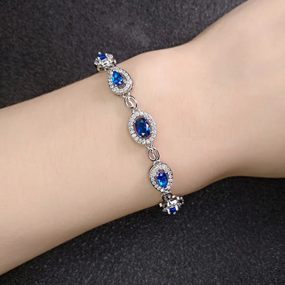 Fashion Imitation Emerald Platinum Plated Sapphire Copper Bracelet