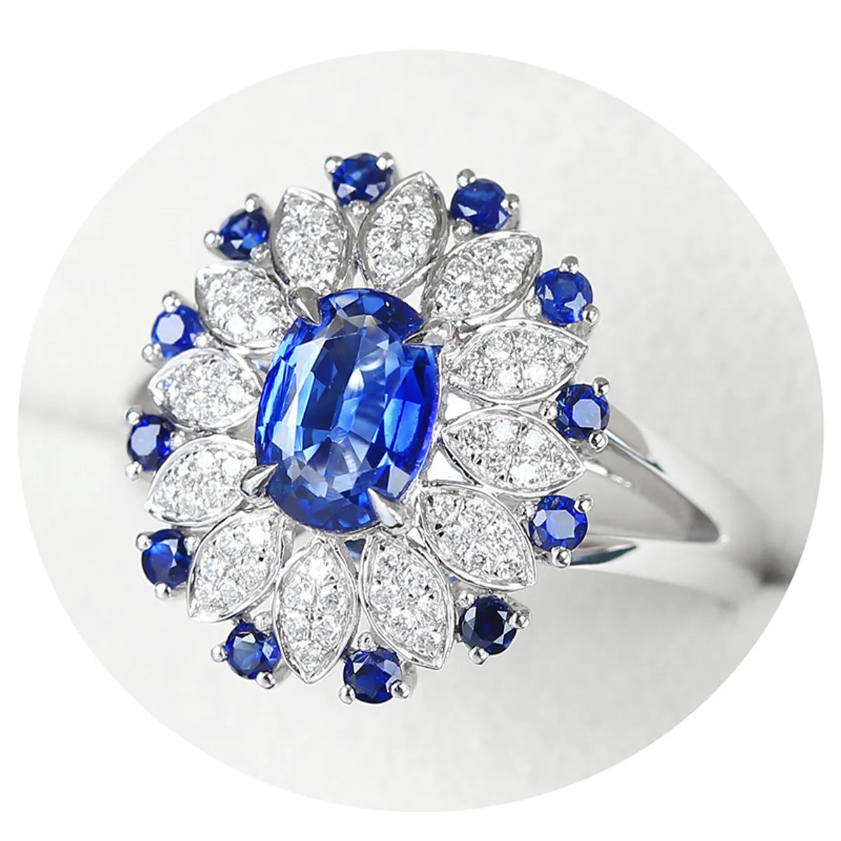 Fashion Imitation Sapphire Ring 2 Carat European And American Three-Dimensional Color Treasure Open Ring Female