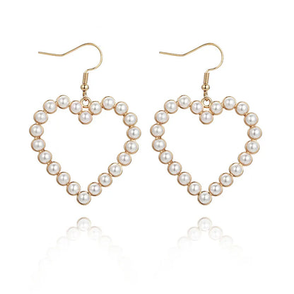 Fashion Inlaid Pearl Classic Heart Earrings Ornaments Wholesale