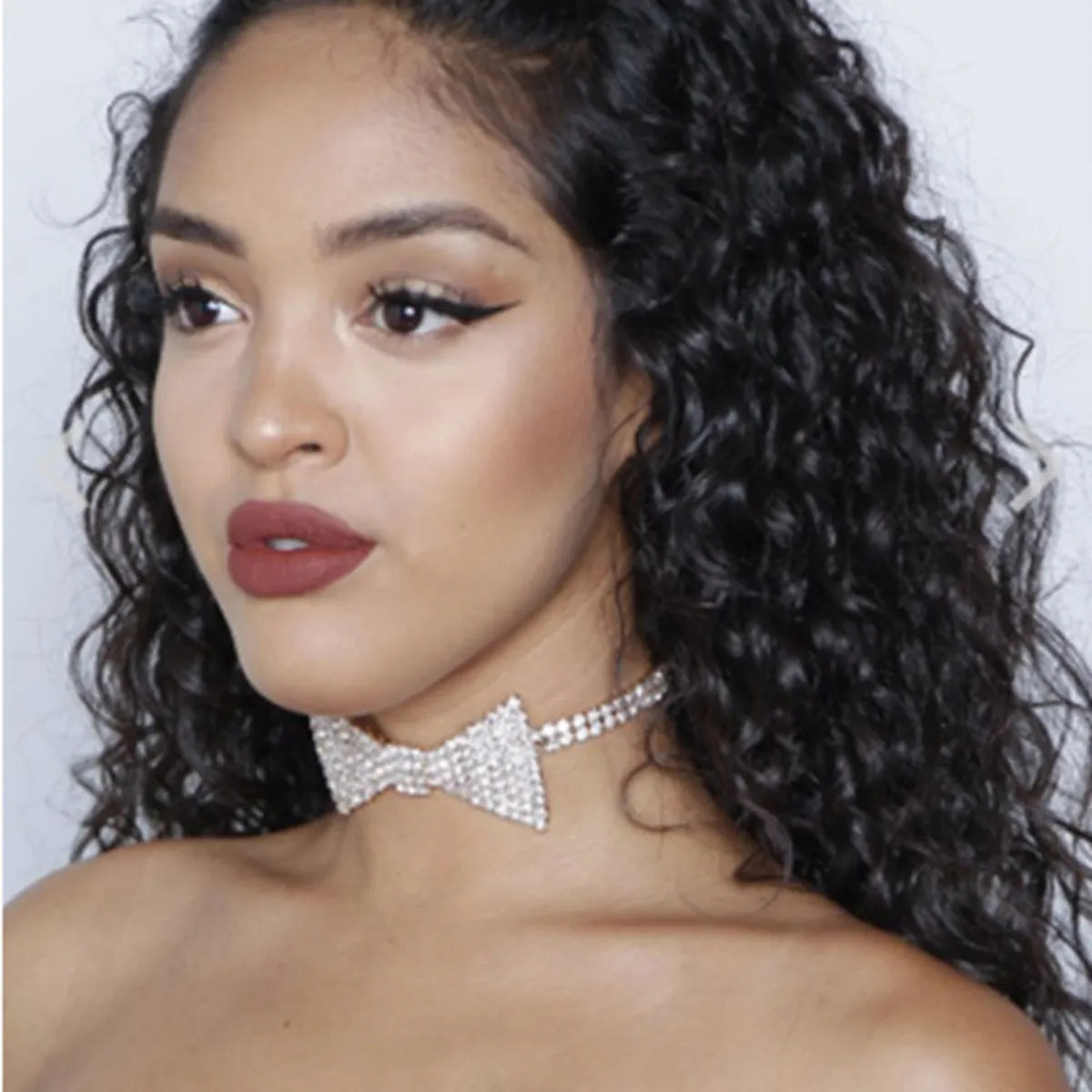 Fashion Inlaid Rhinestone Bow Tie Choker Sexy Cute Necklace Choker