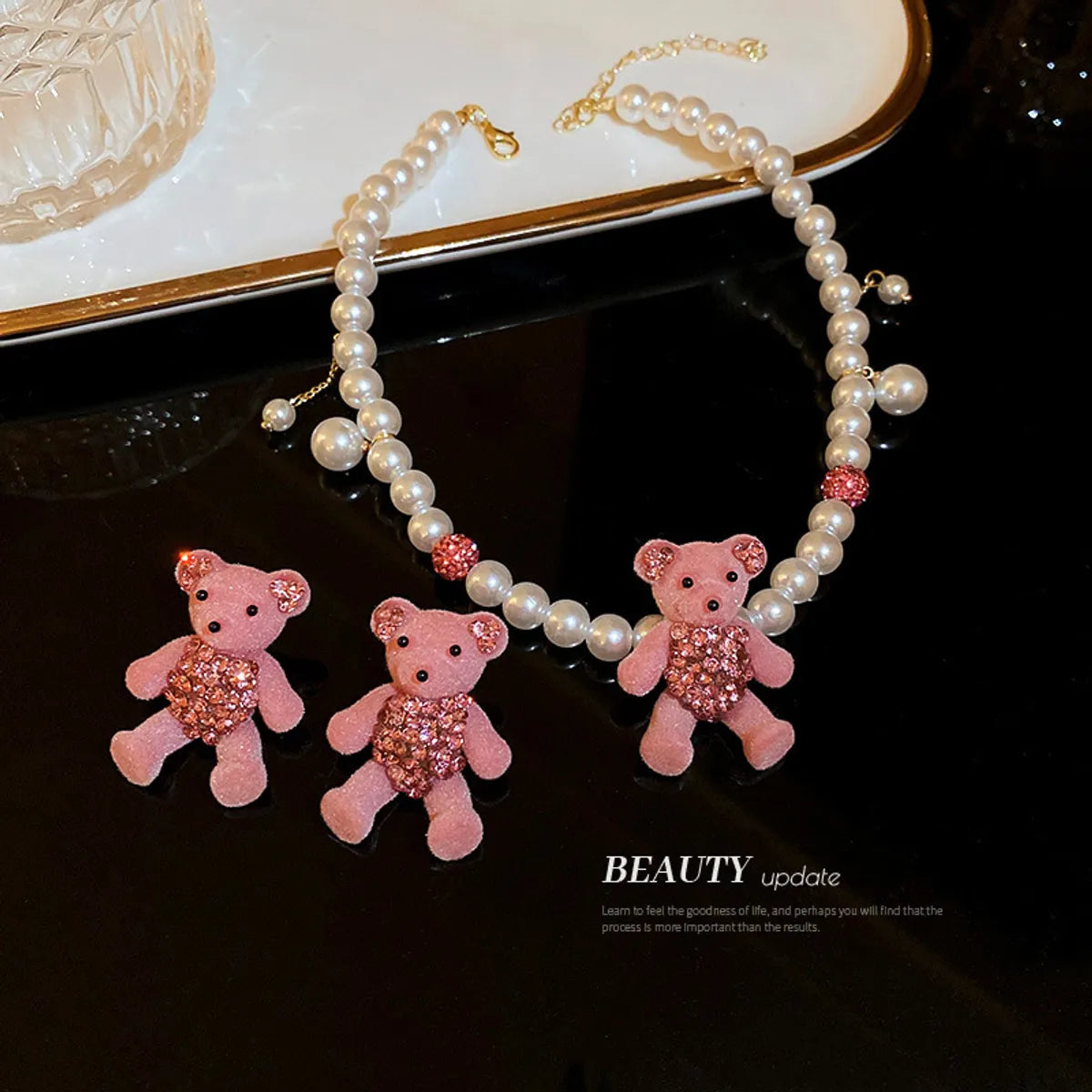 Cute Bear Cloth Artificial Gemstones Earrings