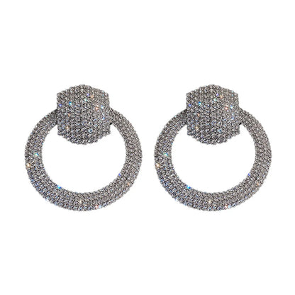 Fashion Geometric Diamond Alloy Artificial Gemstones Earrings