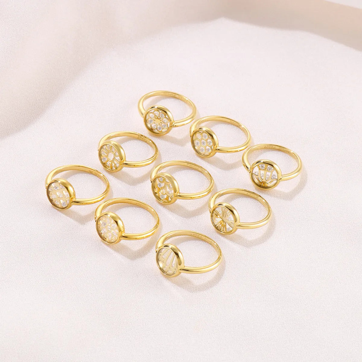 Fashion Inlaid Zircon Stainless Steel Geometric Glass Ring Wholesale Gooddiy