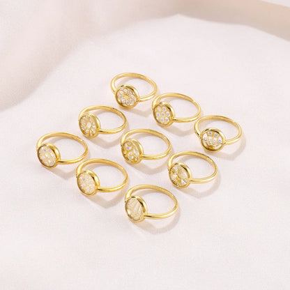 Fashion Inlaid Zircon Stainless Steel Geometric Glass Ring Wholesale Gooddiy