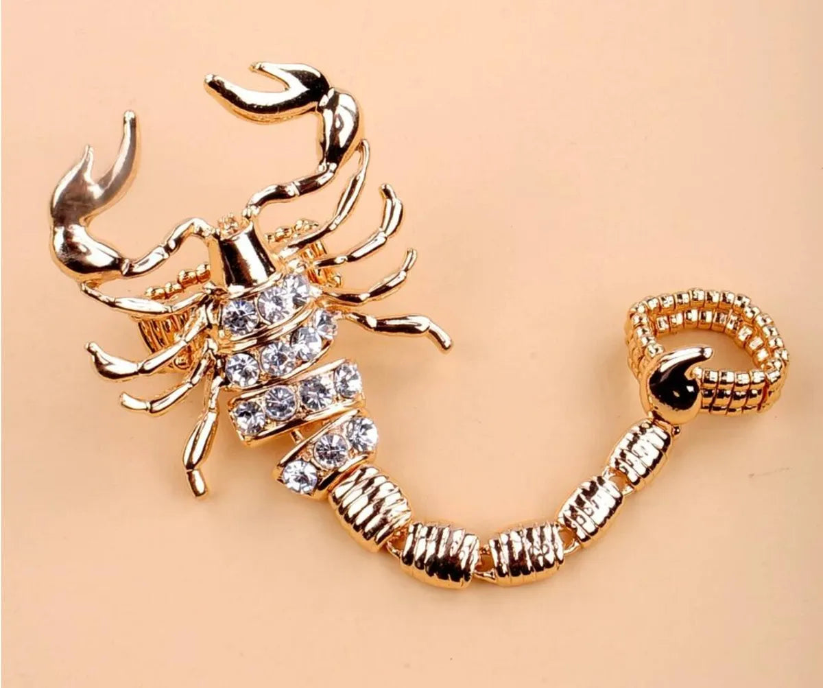 Fashion Inlay Diamond Scorpion Shaped Double Alloy Ring