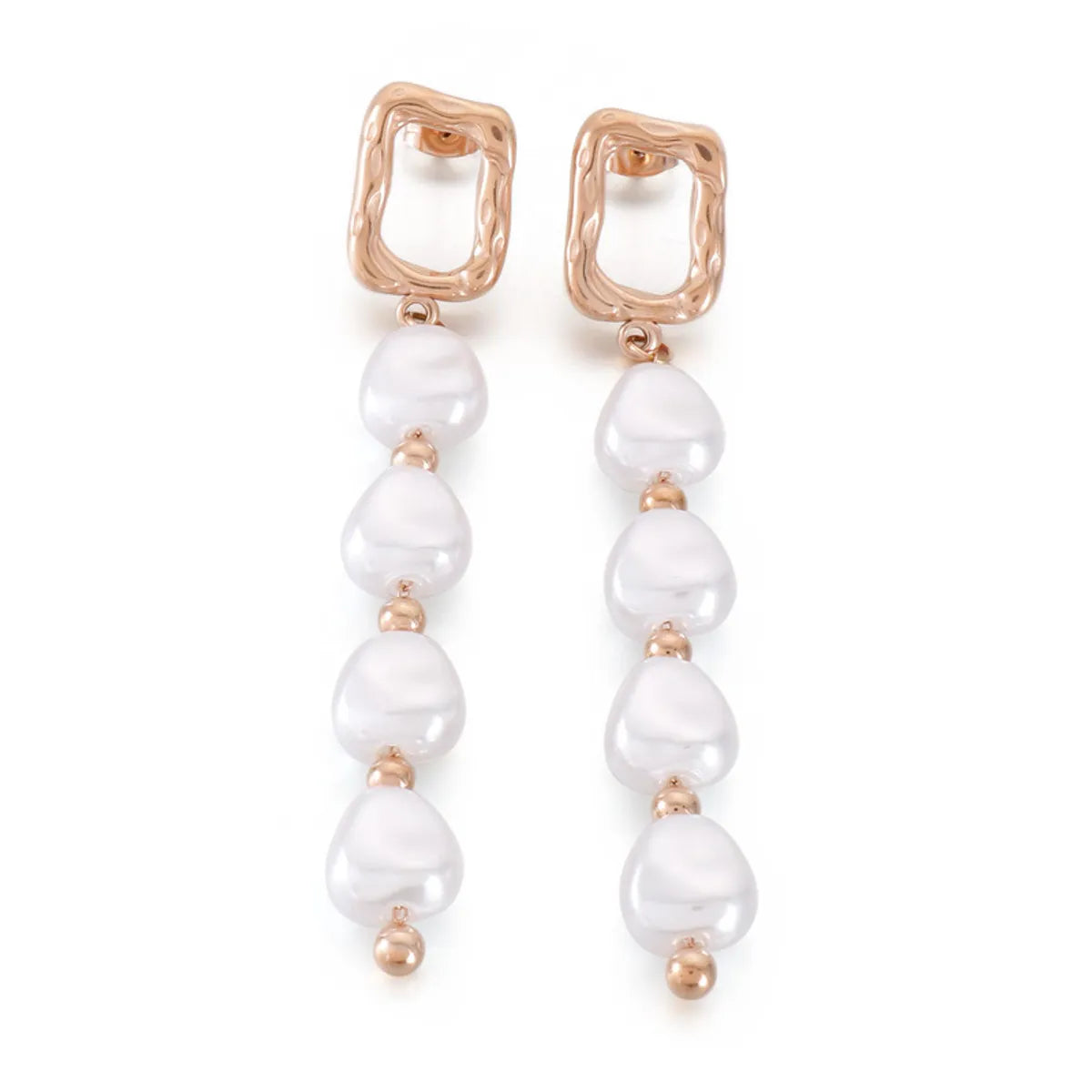 Fashion Inlay Pearl Women's Retro Geometric Stainless Steel Earrings