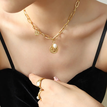 Fashion Insect Titanium Steel Plating Pearl Necklace