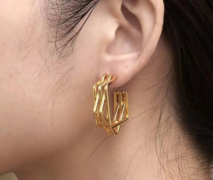 1 Pair Fashion Irregular Geometric 201 Stainless Steel 18K Gold Plated Earrings