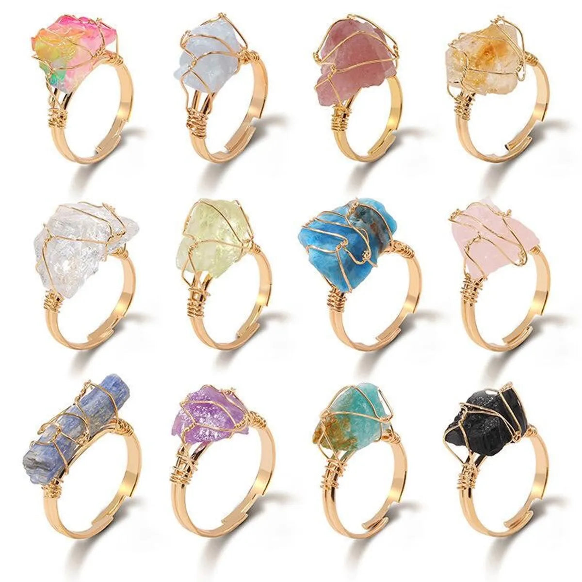 Fashion Irregular Natural Stone Open Ring 1 Piece