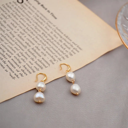 Fashion Irregular Pearl Copper Drop Earrings 1 Pair