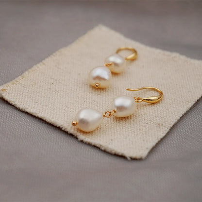 Fashion Irregular Pearl Copper Drop Earrings 1 Pair