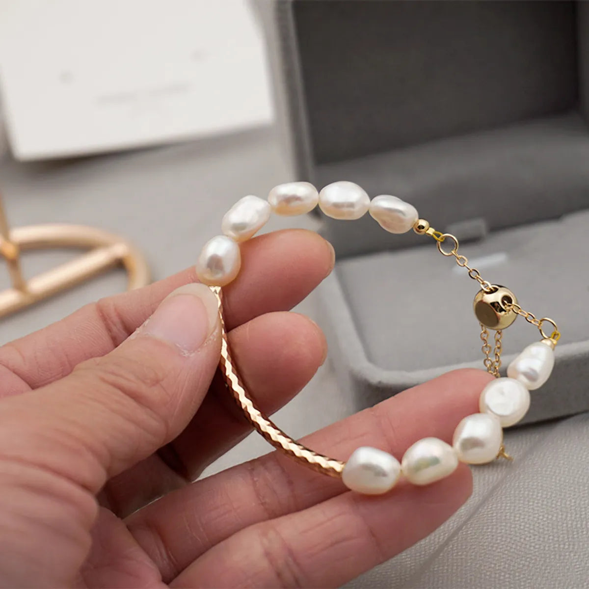 Fashion Irregular Pearl Titanium Steel Copper Bracelets 1 Piece