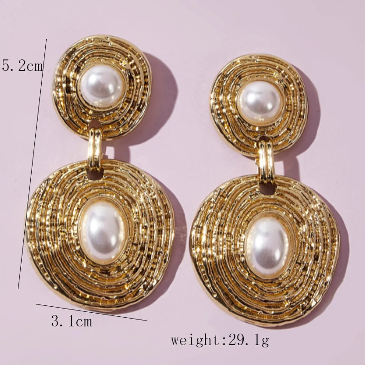 Fashion Irregular Round Alloy Plating Artificial Pearls Women's Drop Earrings 1 Pair