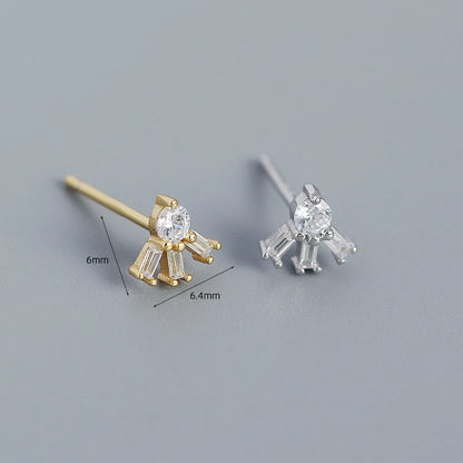 Fashion Irregular Sterling Silver Inlay Zircon Ear Studs 1 Pair