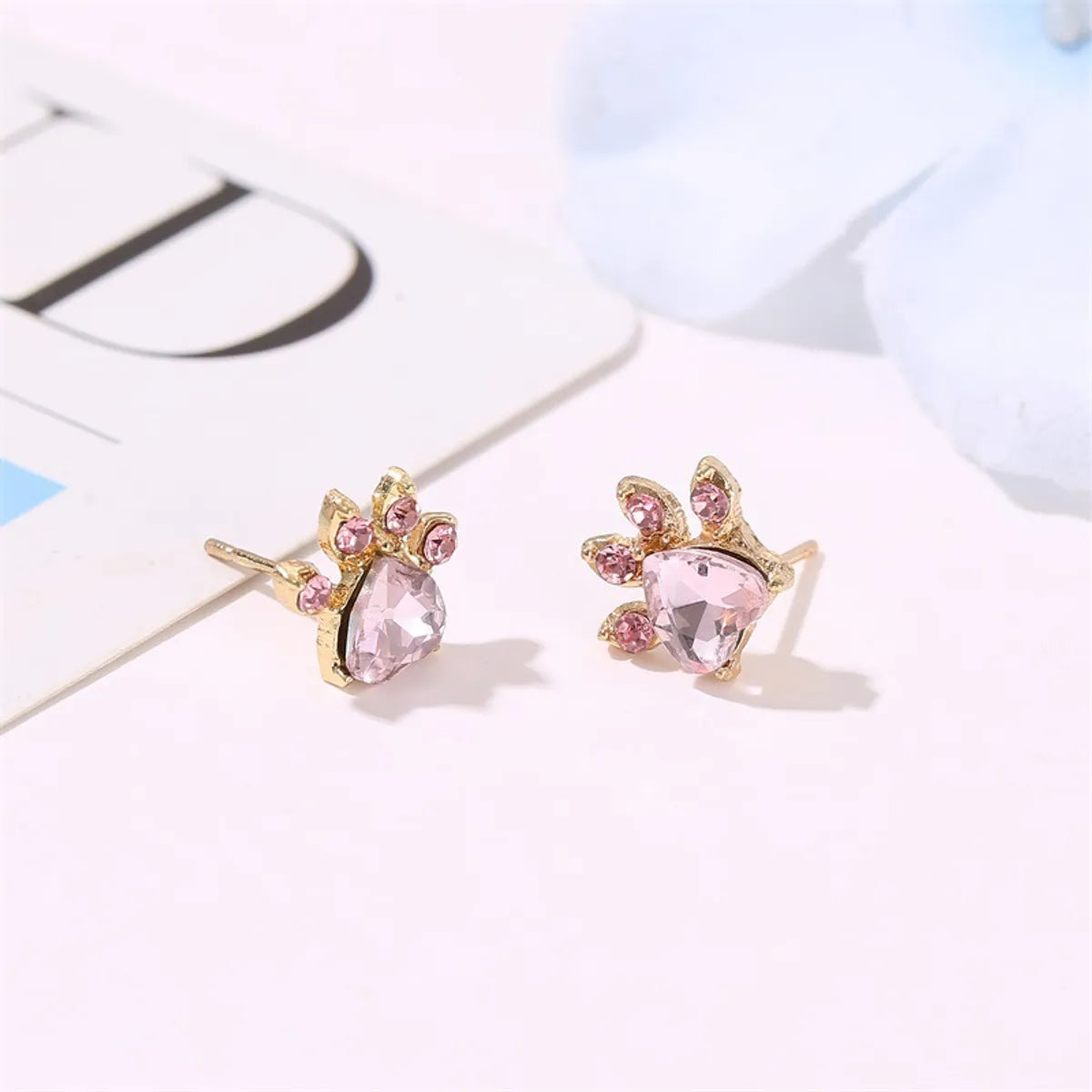 Fashion Jewelry Cat Footprint Zircon Ring Bracelet Cute Cartoon Cat Claw Necklace Earring Set Wholesale Gooddiy