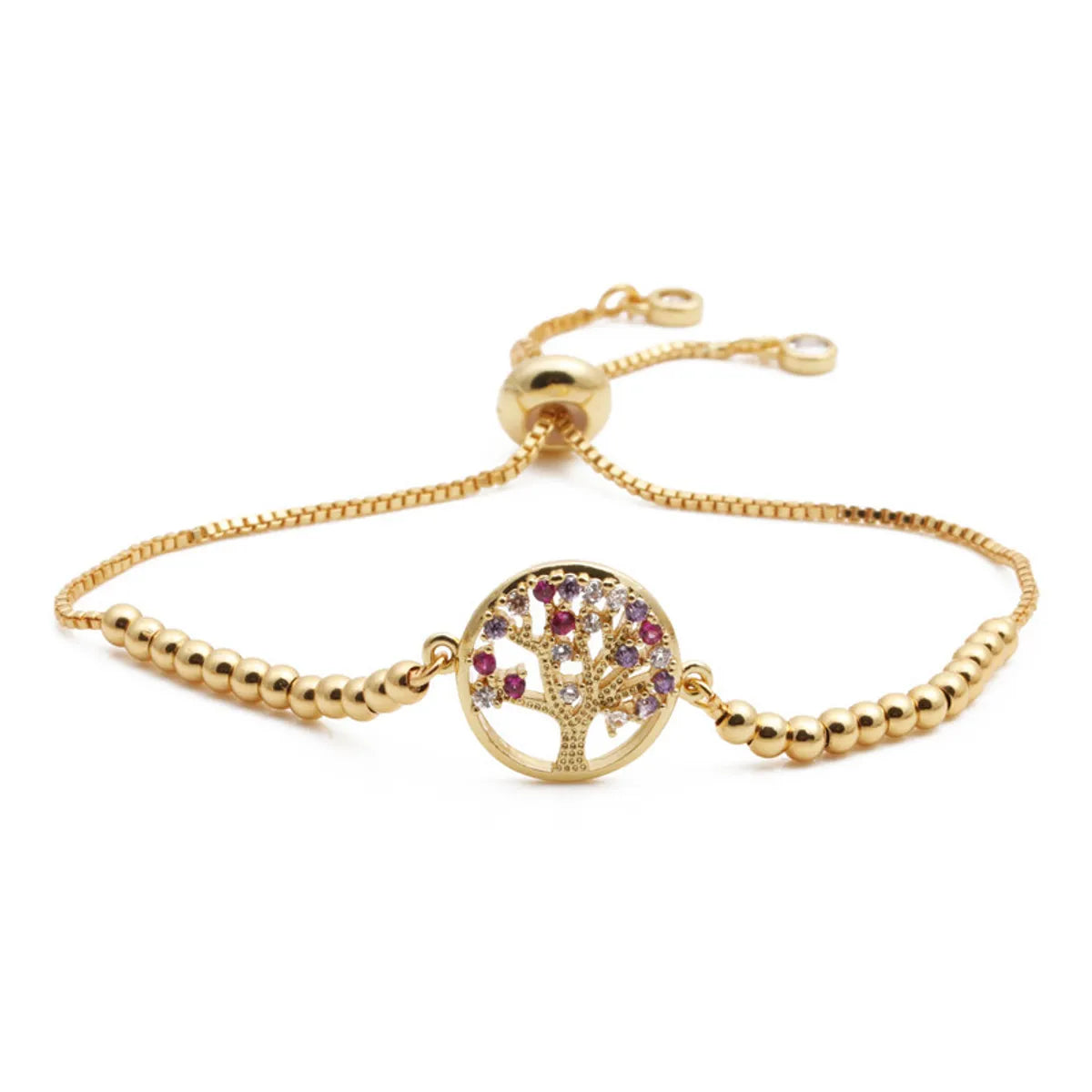 Fashion Jewelry Copper Micro-set Zirconium Life Tree Adjustable Bracelet Wholesale Gooddiy