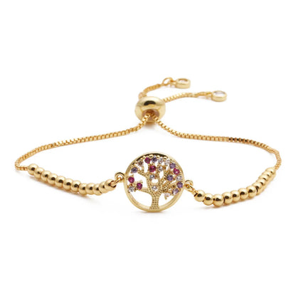 Fashion Jewelry Copper Micro-set Zirconium Life Tree Adjustable Bracelet Wholesale Gooddiy