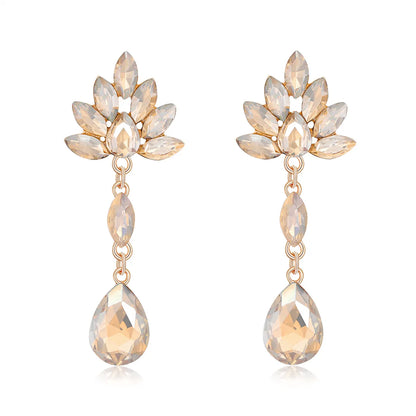 Fashion Jewelry Creative Long Rhinestone Simple Water Drop Bridal Wedding Banquet Party Earrings