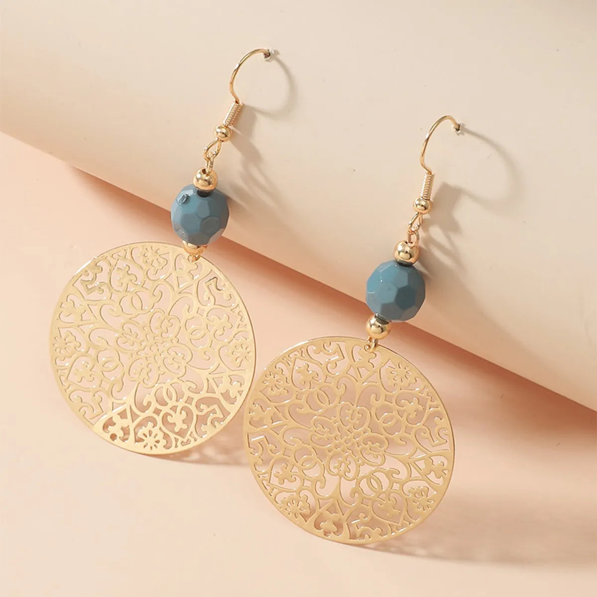 Fashion Jewelry Disc Cutout Beads Alloy Earrings