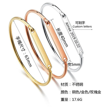 Fashion Jewelry Metal Plating English Letter C-Shaped Bracelet Opening Lettering Bracelet