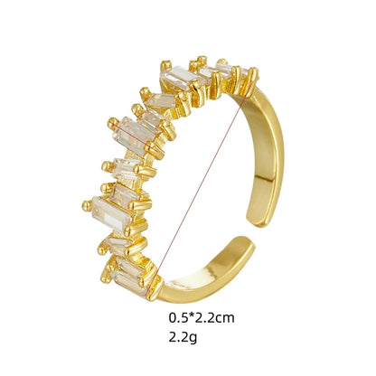 Fashion Jewelry Micro-set Zircon Wave-shaped Opening Adjustable Ring Female Copper